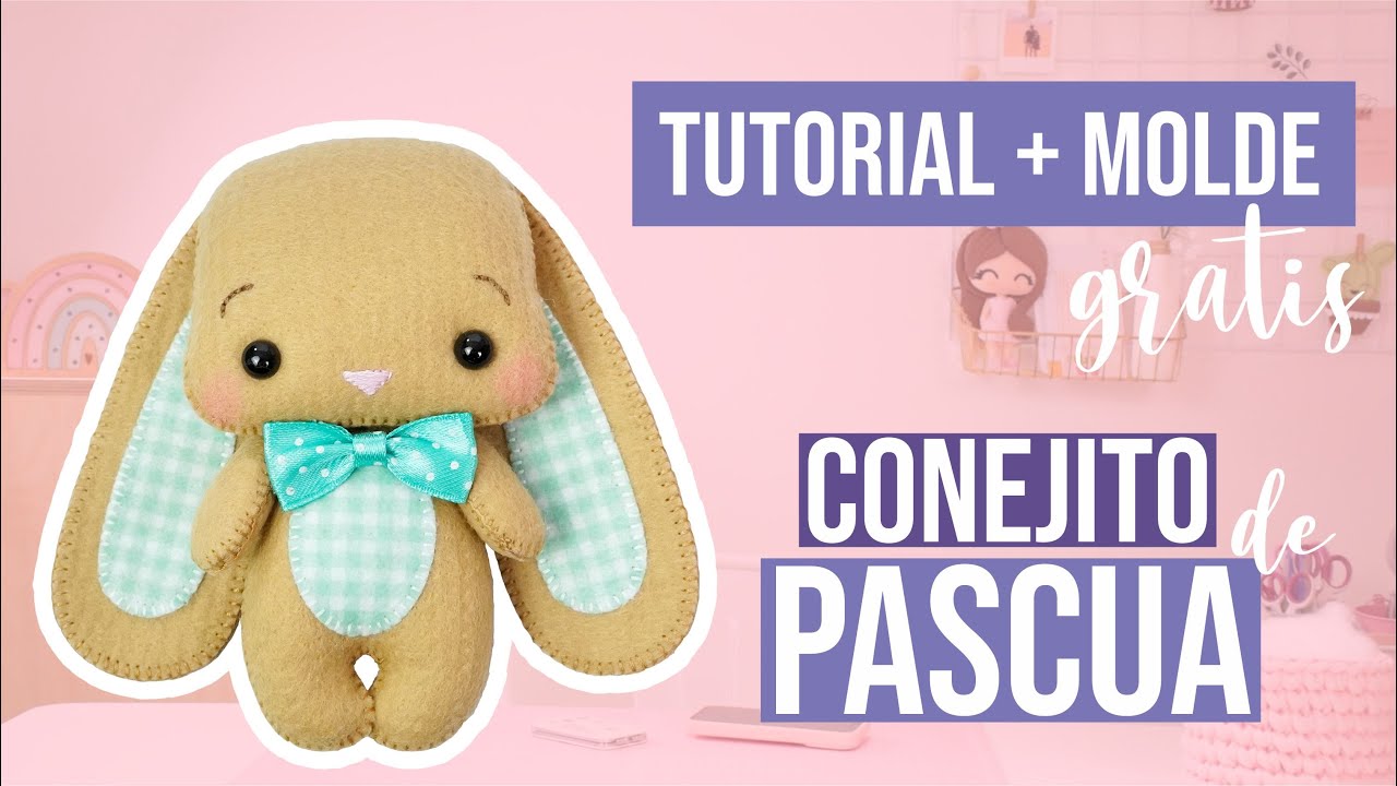 Conejo de Pascua en fieltro- Molde gratuito