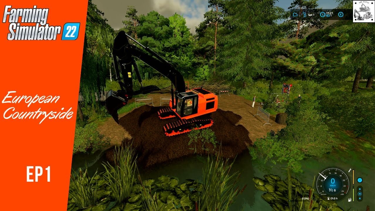 FS22 EuropeanCountryside Timelapse public Works removal of trees and dismantling on the river