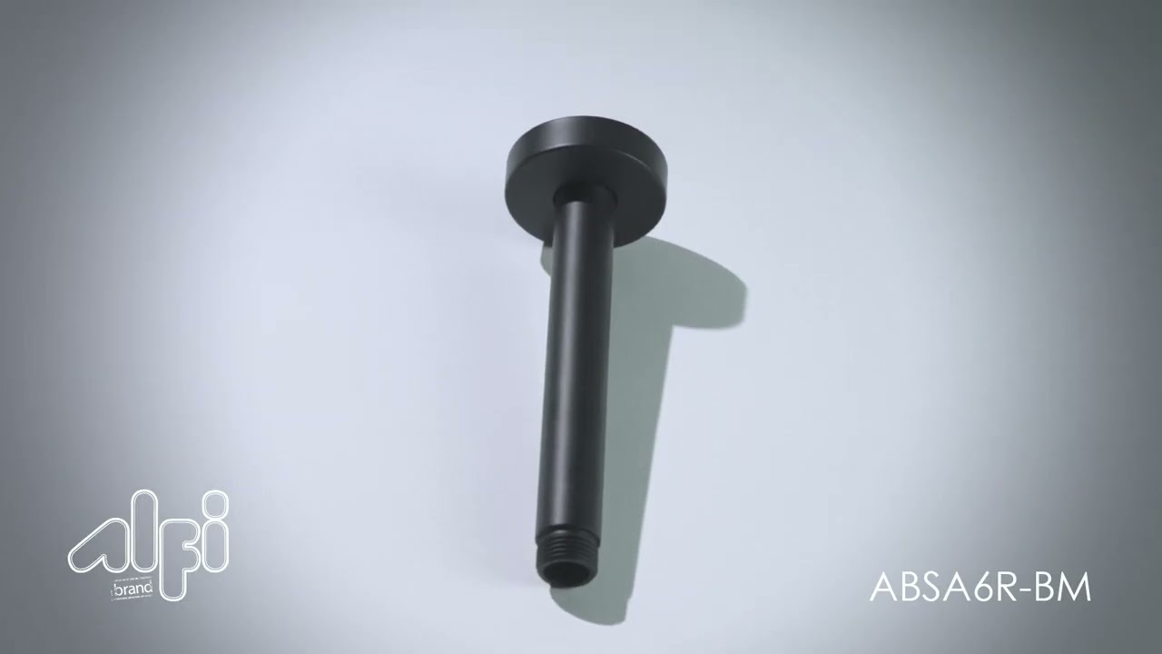 ALFI Brand ABSA6R-BM 6" Black Matte Ceiling Mounted Round Solid Brass Shower Arm