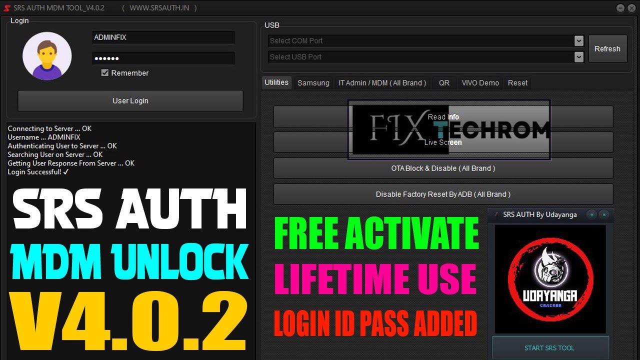 SRS AUTH MDM Unlock Tool V4.0.2 | Remove It Admin Lock Totaly Free | Free Login Lifetime
