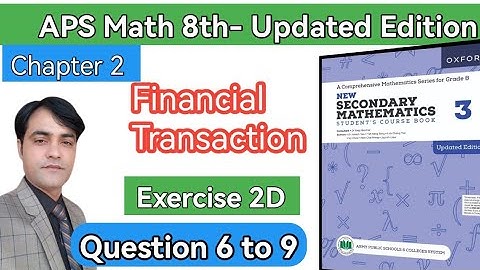 Exercise 2D, Q #6 To 9 II APS Maths 8thII New Secondary Mathematics Book 3 ,Updated Edition #taleem