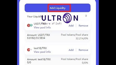 Ultron DEX Mobile Liquidity & Farming