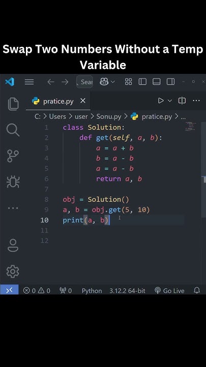 Swap Two Numbers Without a Temp Variable! 🤯 #Python #Coding - YouTube