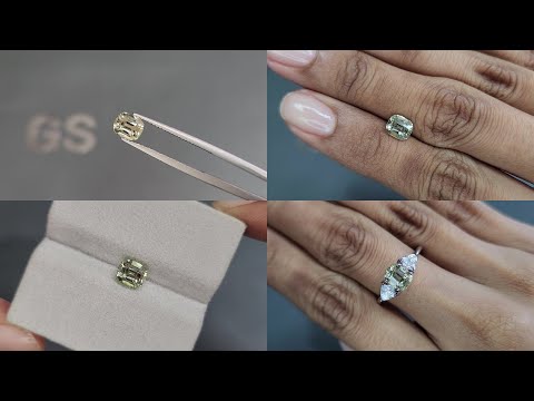 Vanadium containing chrysoberyl cushion cut 1.52 carats, Madagascar Video  № 1
