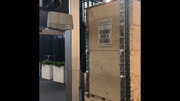 Palletetiketteerder met hoogteregelaar van Codipack  op de beurs Empack