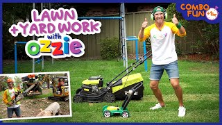 Lawn Mowing & Yard Work Fun Combo For Kids | Lawn Mowers, Hedger, Edger, Blower, Chainsaw With Ozzie