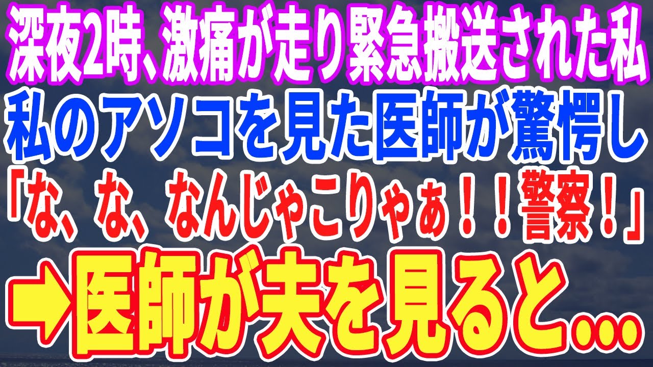 【スカッとする話】深夜2時、激痛が走り緊急搬送た私のアソコを指差し医師「な、なんじゃこりゃ！警察！」医師が夫に目を向けると…夫「え？」__