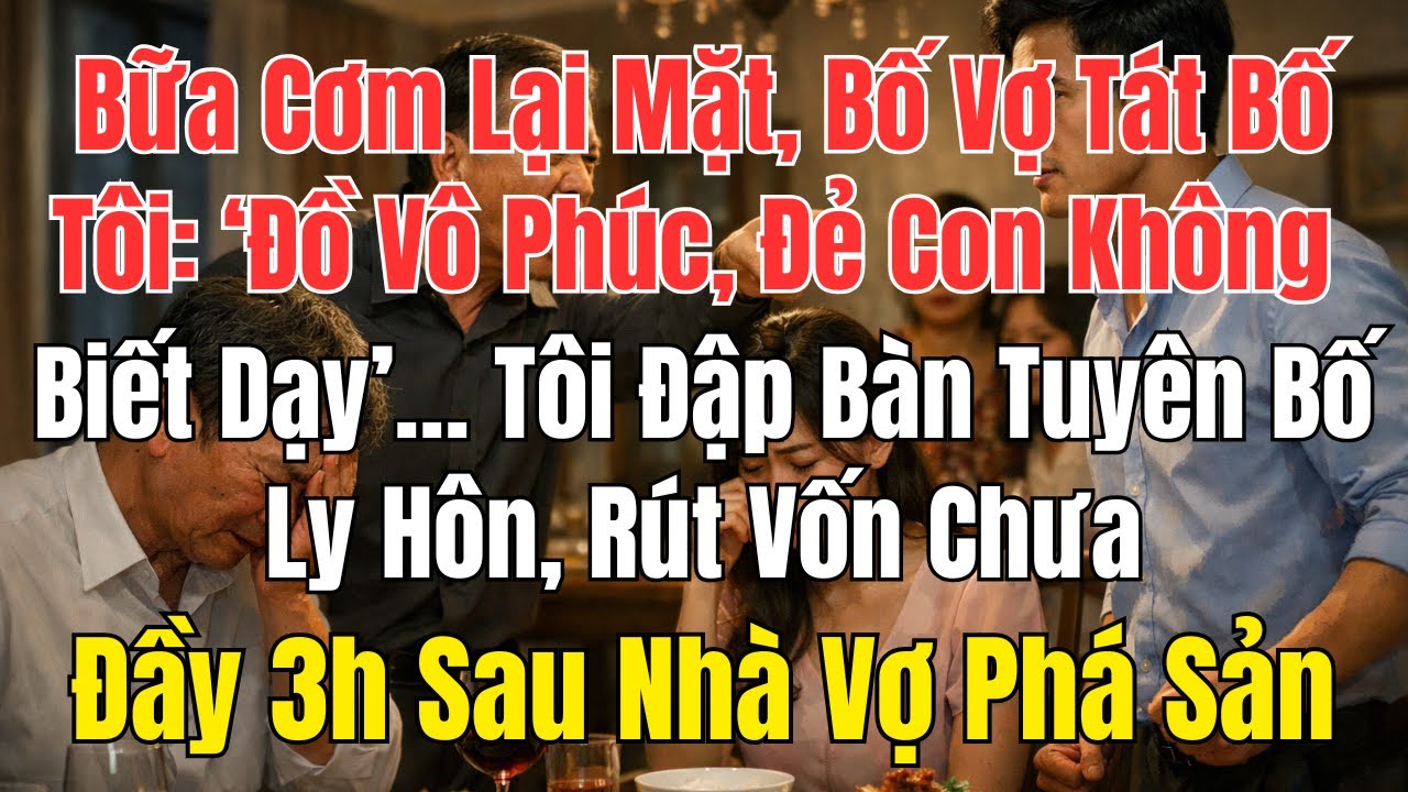 Bữa Cơm Lại Mặt, Bố Vợ Tát Bố Tôi: ‘Đồ Vô Phúc, Đẻ Con Không Biết Dạy’… Tôi Đập Bàn Tuyên Bố Ly Hôn,