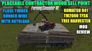FS17 - Wide Timber Runner, Komatsu Tree Harvester, Placeable Wood Sell screenshot 2