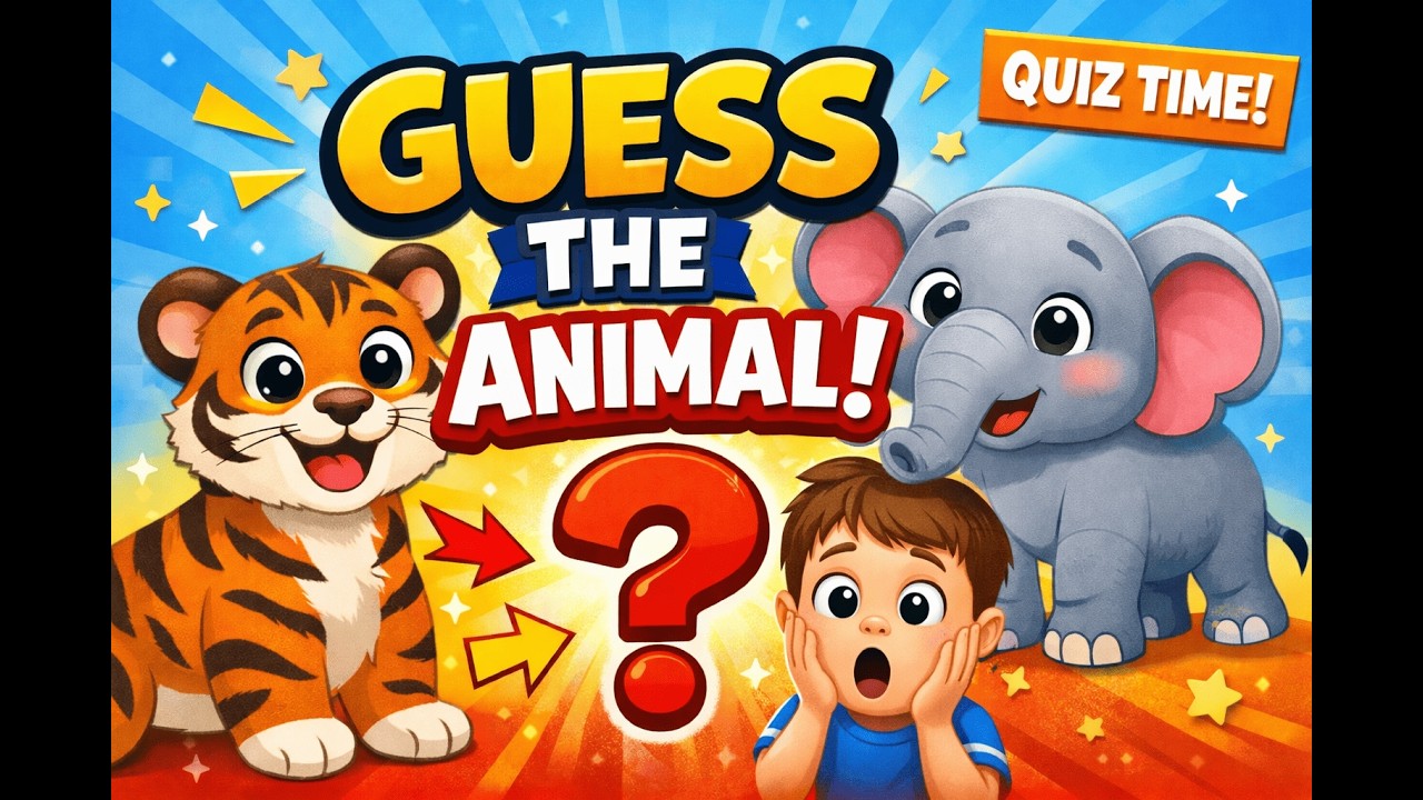 Guess the Animals 🐯🐘 | Learn Animal Names for Kids | Fun Quiz for Preschool & Kindergarten