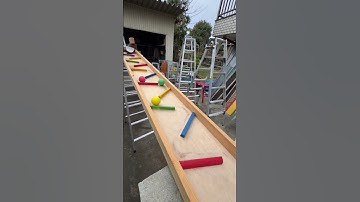 Marble run (wooden course with triple rotating funnel device) #14 #ASMR