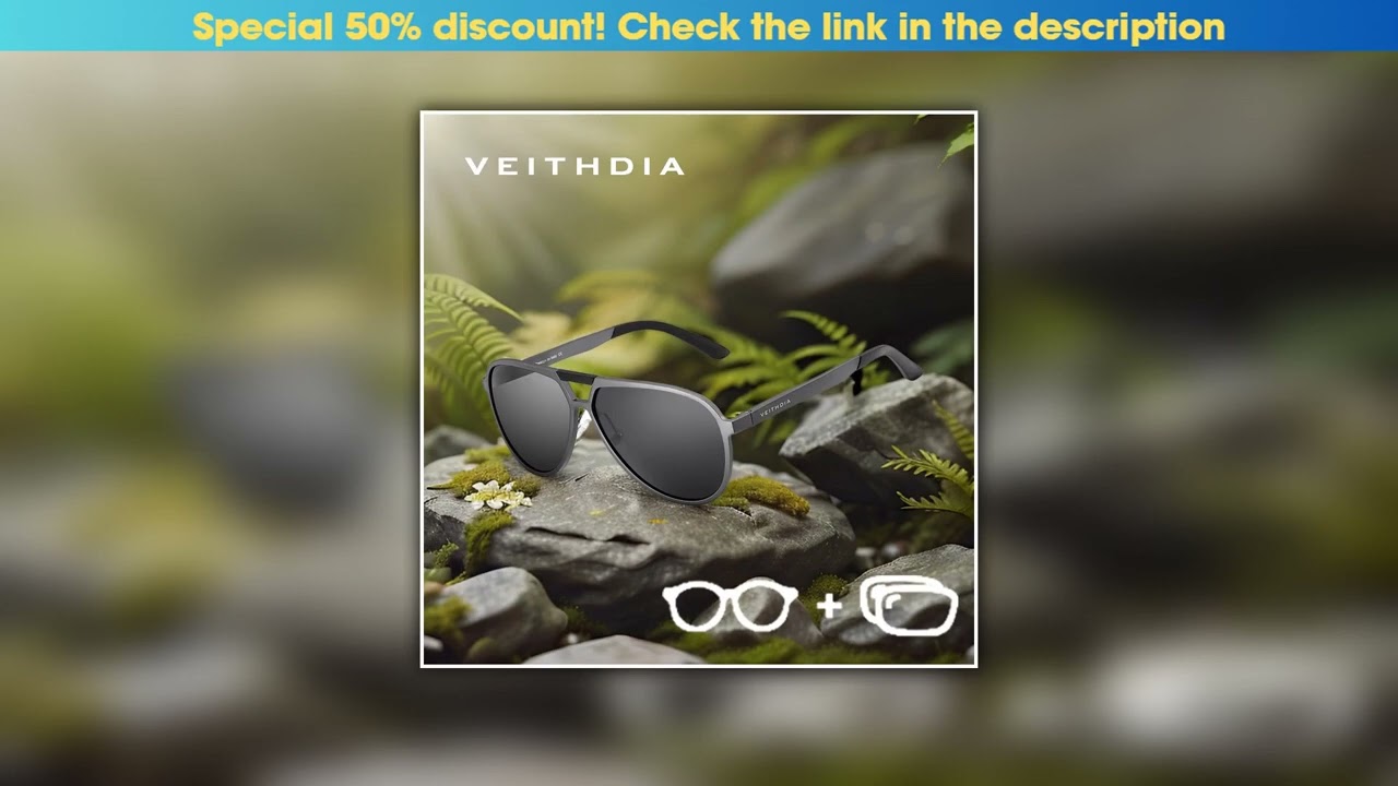 Get VEITHDIA New Style Customizable Prescription Pilot Sunglasses UV400 Polarized Photochromic Lens