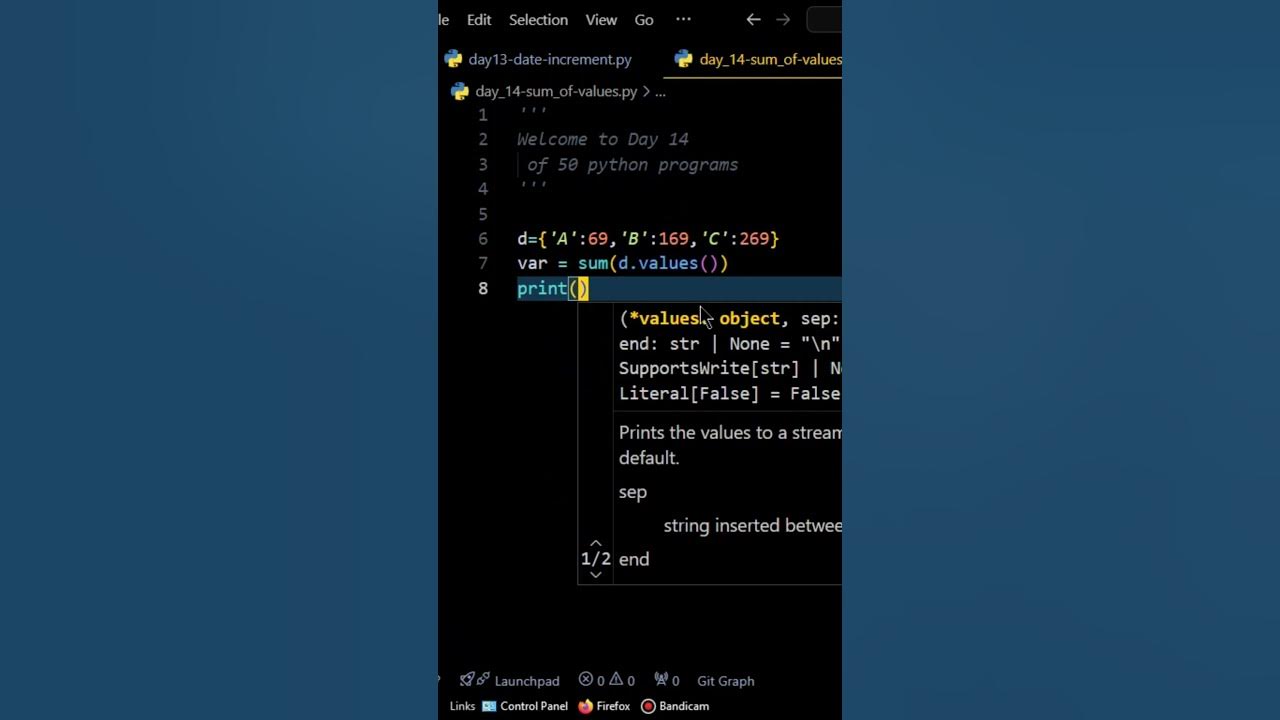 Day 14/50: Python Hack - Quickly Sum Dictionary Values! #shorts - YouTube