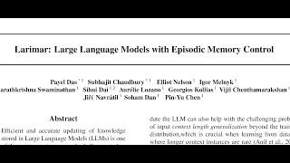 [short] Larimar: Large Language Models with Episodic Memory Control