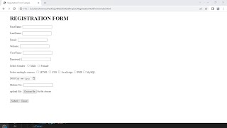 Create A Registration Form Webpage