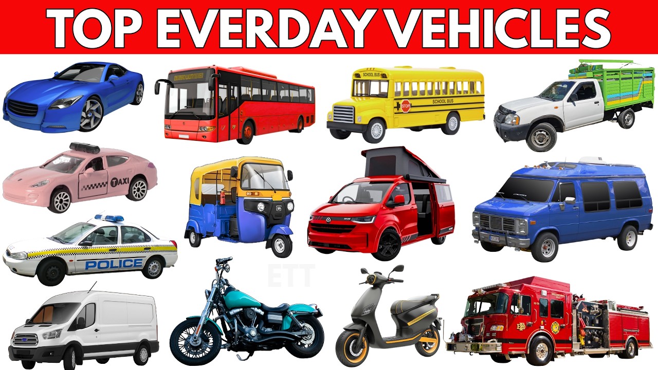 Top Everyday Vehicles for Kids 🚗🚌 Learn Cars, Buses, Bikes & Emergency Vehicles | Educational Video
