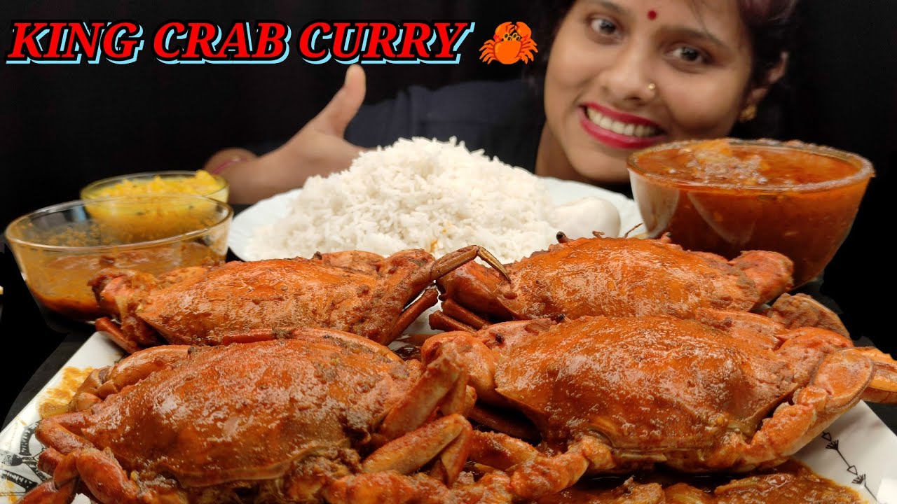 EATING: Monster Crab Curry 🦀 Spicy 🥵 And Hot! Huge And Big Crab Curry 😍!Chatni| Big Bites| Asmr