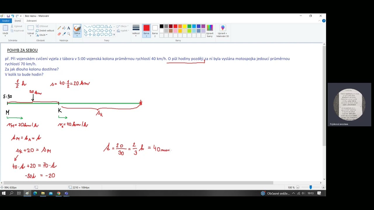 Úlohy o pohybu   pohyb za sebou