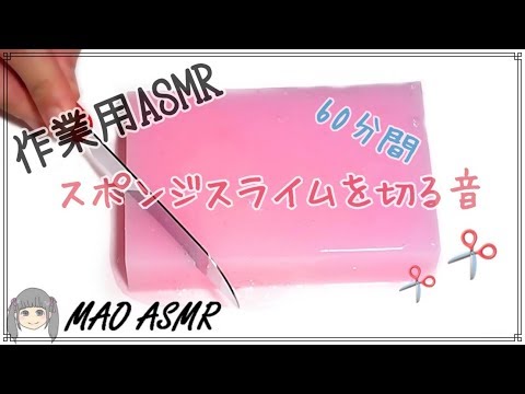 【作業用ASMR】60分間/浸透率100％のスポンジスライムを切る音【作業用BGM】Sponge Slime Sounds for studying and sleeping/60 minutes