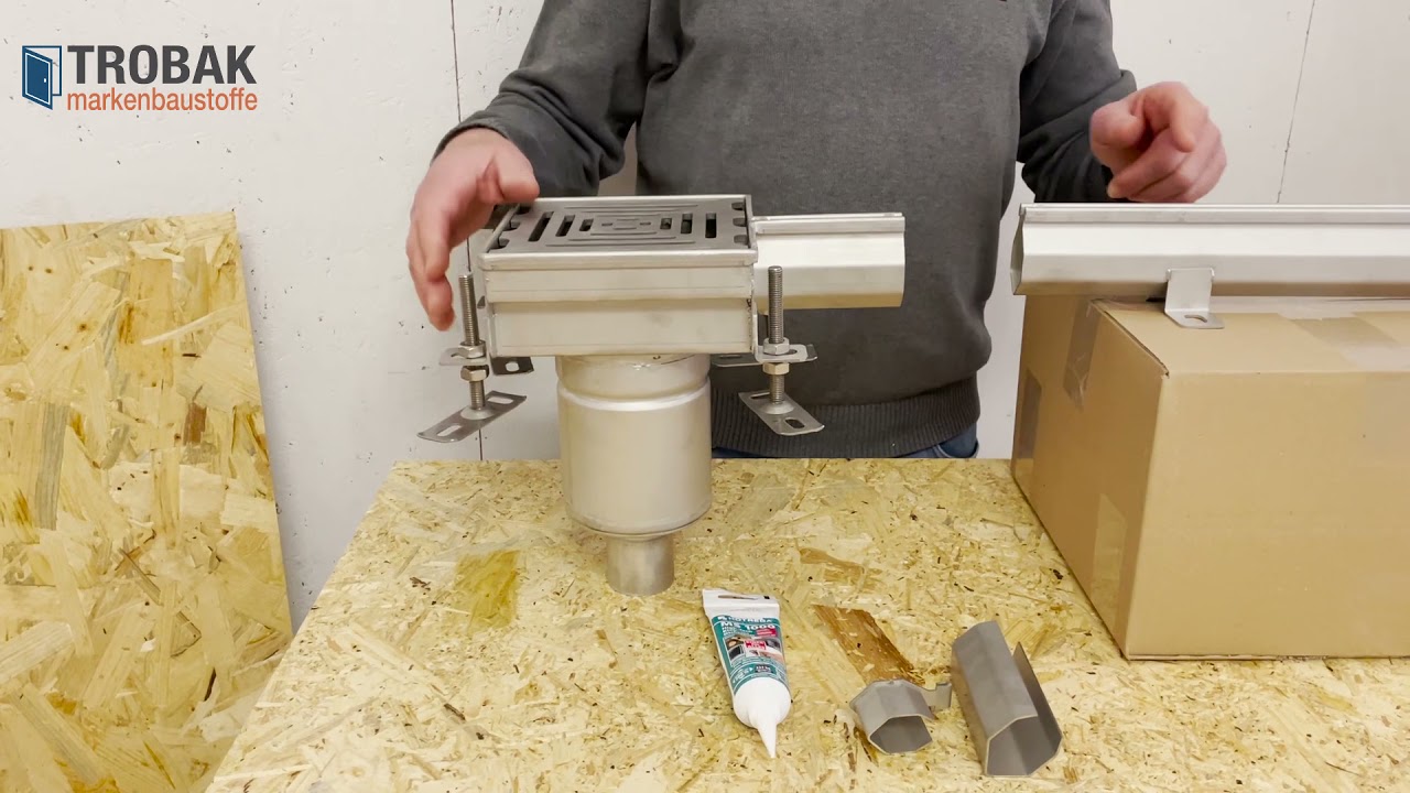 Schlitzrinne Edelstahl superflach Montagevideo von Trobak