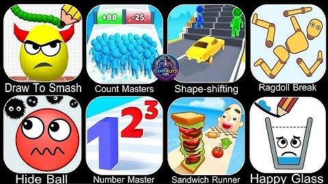 Draw To Smash & Ragdoll Break 😱 | Count Master, Shape Shifting, Hide Ball & Sandwich Runner Gameplay