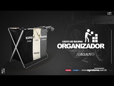 Vídeo de Cesto De Roupa Suja Organizador 3 Divisórias Dobrável - 65 x 40 x 60cm