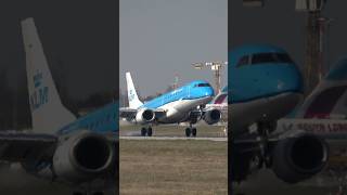 KLM Embraer E190 Landing at Stuttgart Airport