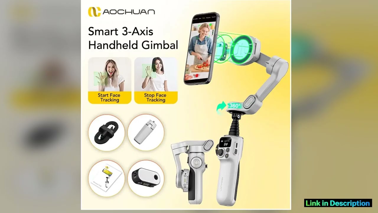 AOCHUAN Smart P2 3 Axis Magnetic Handheld Gimbal Stabilizer With AI Tracking And Extension Rod For
