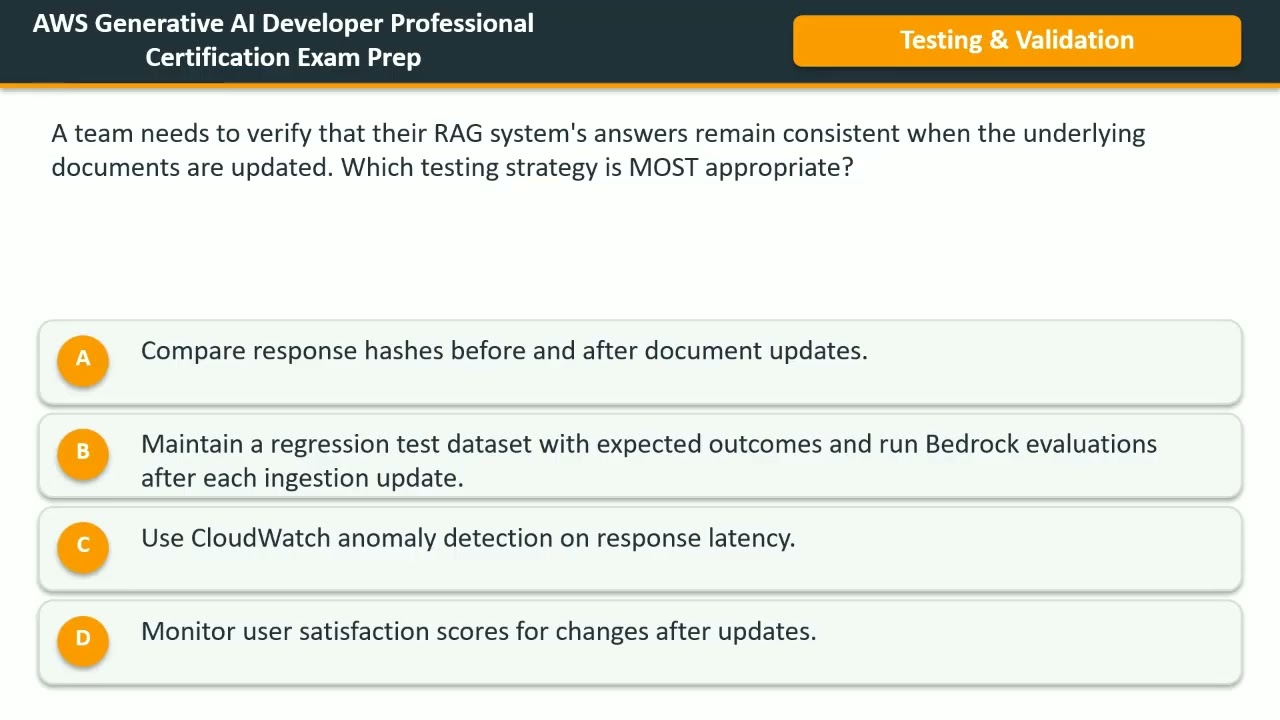 Set IX – AWS GenAI Developer Professional Exam Practice Questions (AIP-C01)