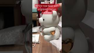 White Eternal Rose Bear Jewellery Gift Box With Engraved Names Necklace
