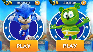 Sonic Dash vs Gummy Bear Run - Movie Sonic vs All Bosses Zazz Eggman - All Characters Unlocked
