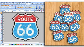 Cara membuat logo bordir Route 66 | Free Tutorial Wilcom Embroidery Designs