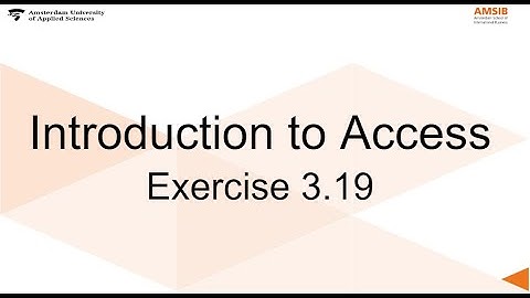 Introduction to Access: Exercise 3.19