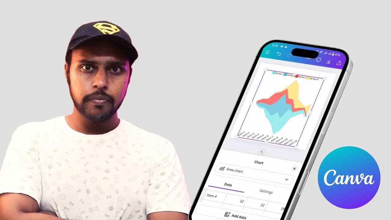 Create area Chart in 1 Minutes with Canva Mobile | How to insert area ...