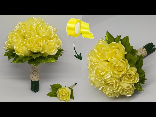 Ribbon Rose Wedding Bouquet · How To Make A Bouquet · Needlework on Cut Out  + Keep