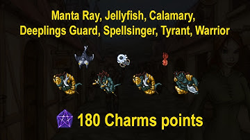 [BESTIARY] Manta Ray, Jellyfish, Calamary, Deeplings Guard, Spellsinger, Tyrant, Warrior - 180 Charm