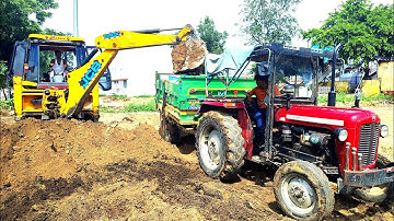 JCB 3dx Machine Backhoe Loader Working Loading Mud in Trolley Massey 1035 Eicher 380 । Jcb Video