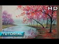 Cómo Dibujar un Paisaje de Árboles rojos y un río al Pastel Paso a Paso - Tutorial