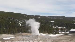 Old Faithful kept us waiting until 12:41 PM... then this happened! 🌋