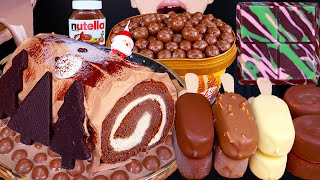 : ASMR MALTESERS DUBAI CHOCOLATE ICE CREAM NUTELLA DESSERT MUKBANG   EATING SOUNDS