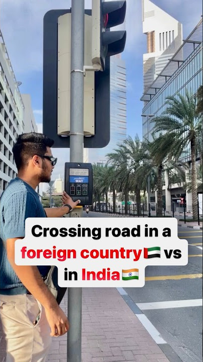 Crossing roads in a foreign country vs in india. #dubai #india #viral #funny #road #humor