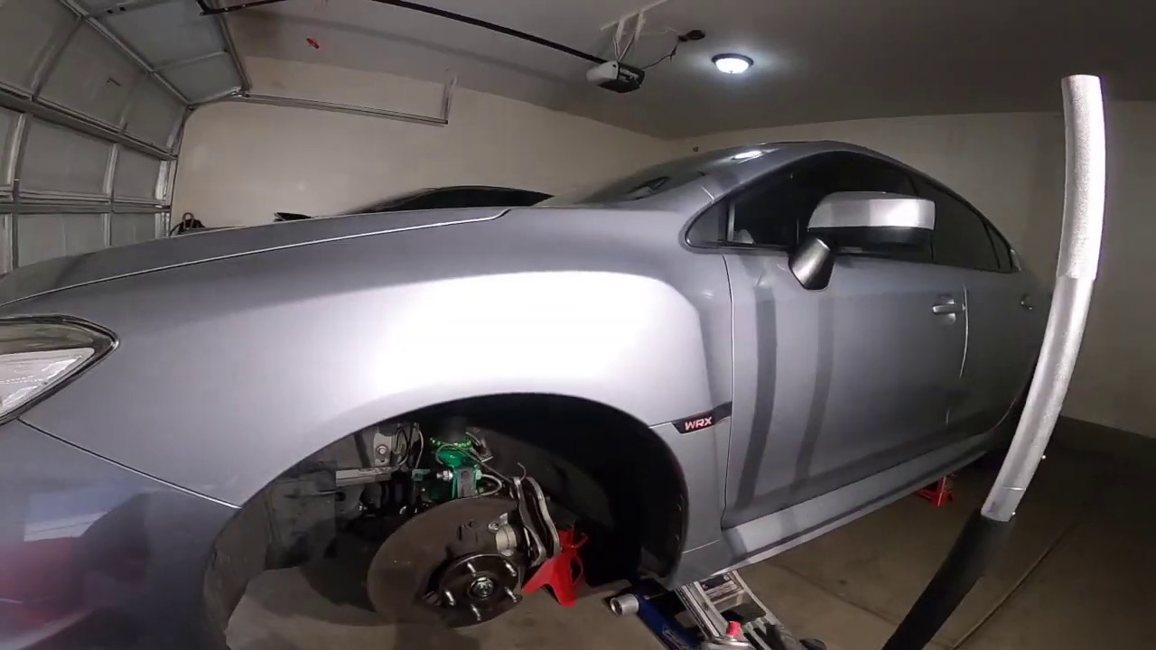 2016 WRX Brake pads and Cross Drilled Rotors by R1 Concept - YouTube