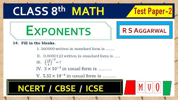 Math Class 8 | Test Paper - 2 | Qus. 14 | Exponents | Chapter - 2 | R S AGGARWAL  #mvo #exponents