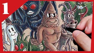 Drawing Cryptids & Monsters as Vintage Cartoons Part 1