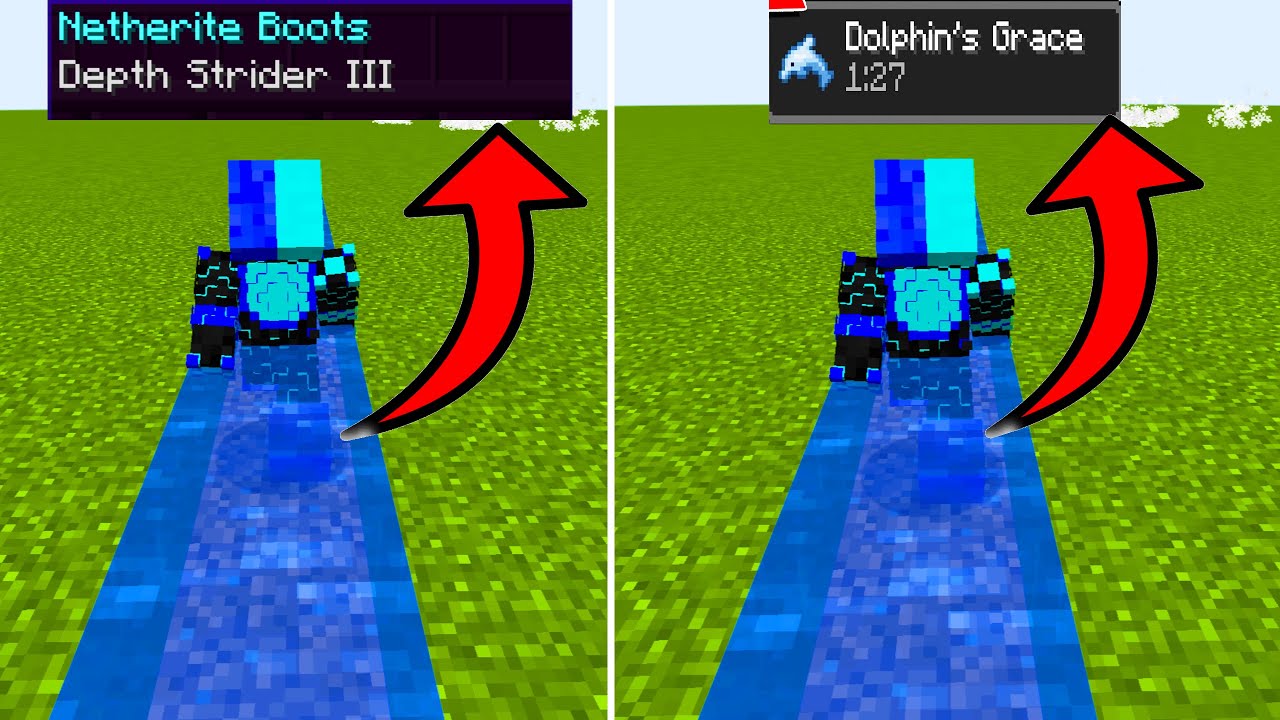 Dolphin's Grace VS Depth Strider 3 | Which Is Faster - YouTube