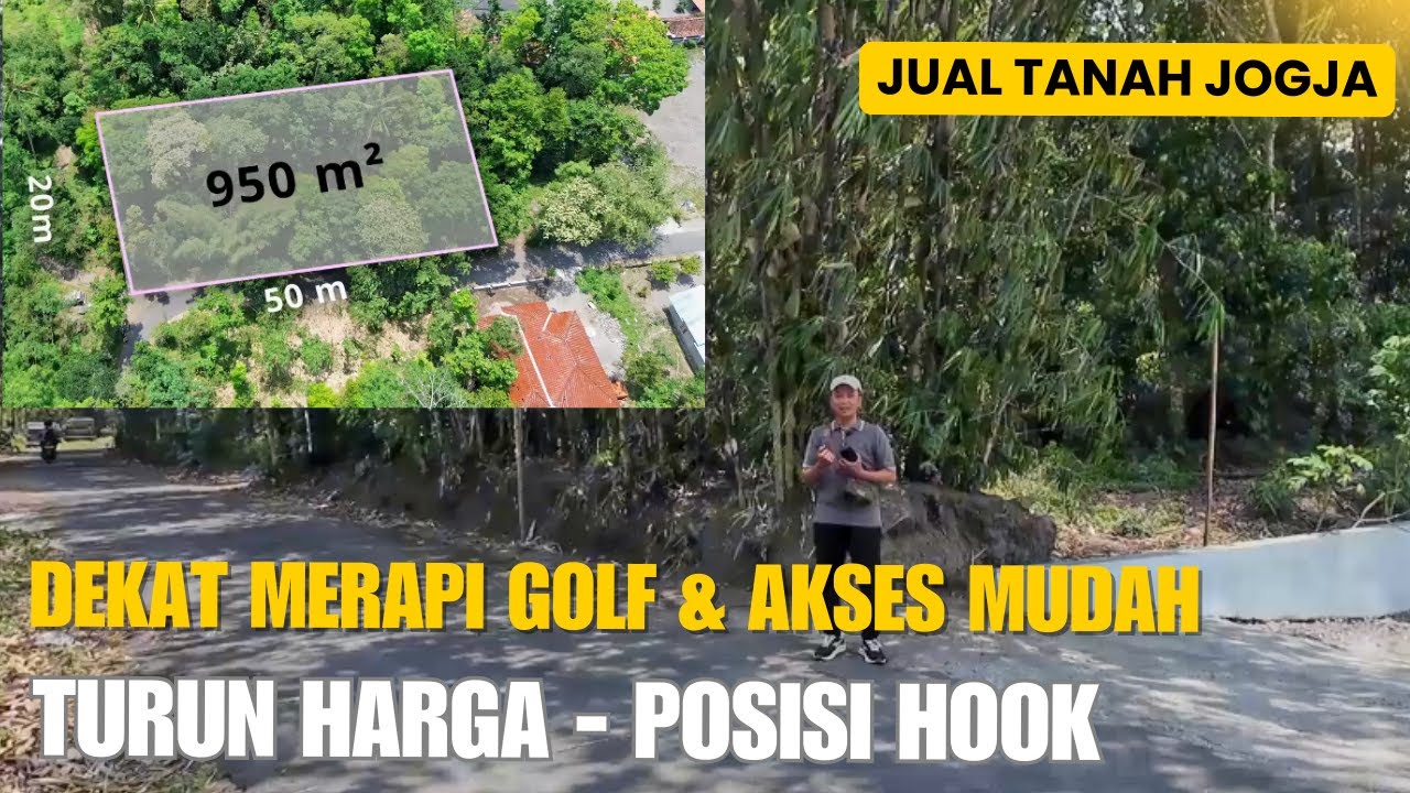 EPS 534 JUAL TANAH JOGJA TURUN HARGA DEKAT TEMPAT WISATA POSISI HOOK DEKAT MERAPI GOLF DEKAT JALAN