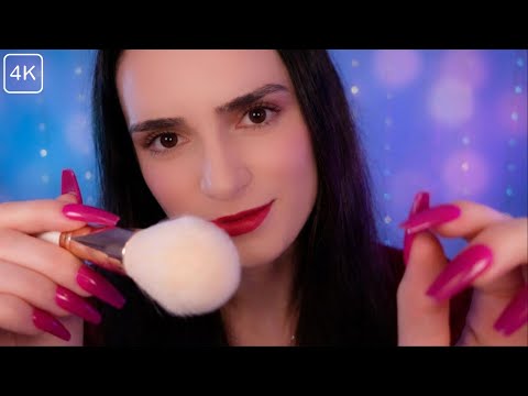 ASMR Brushing Your Entire Face Until You Sleep 😴 SUPER CLOSE UP Mic Scratching & Massage No Talking