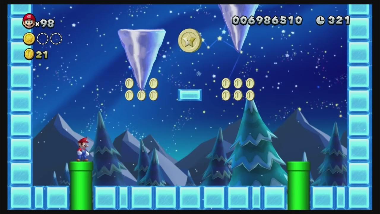 Mario Wii U Frosted Glacier 5 Star Coins Icicle Caverns (All Star Coins) - Frosted Glacier 5 - New Super Mario