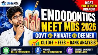NEET MDS 2026 🔥Endodontics Expected Cutoff | Govt College- Pvt College & Deemed 🔥Rank vs Fees