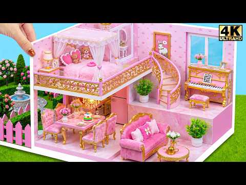 🌈🎀Make Rainbow Staircase Dream House with Cozy Pink Bedroom and Mini Piano | DIY Miniature House💖